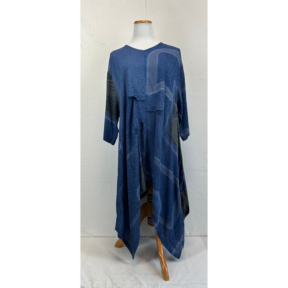 Neko Lagenlook Rayon Tunic Dress Asymetrical Hem Patchwork Detail SZ L
